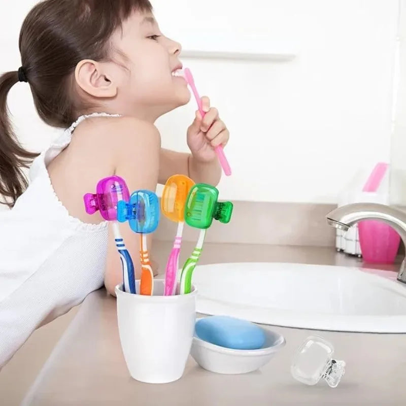 1/4 PCS Toothbrush Head Covers - Travel Protector Cap Case, Color Combo Clip for Household & Camping, Durable Plastic Portable