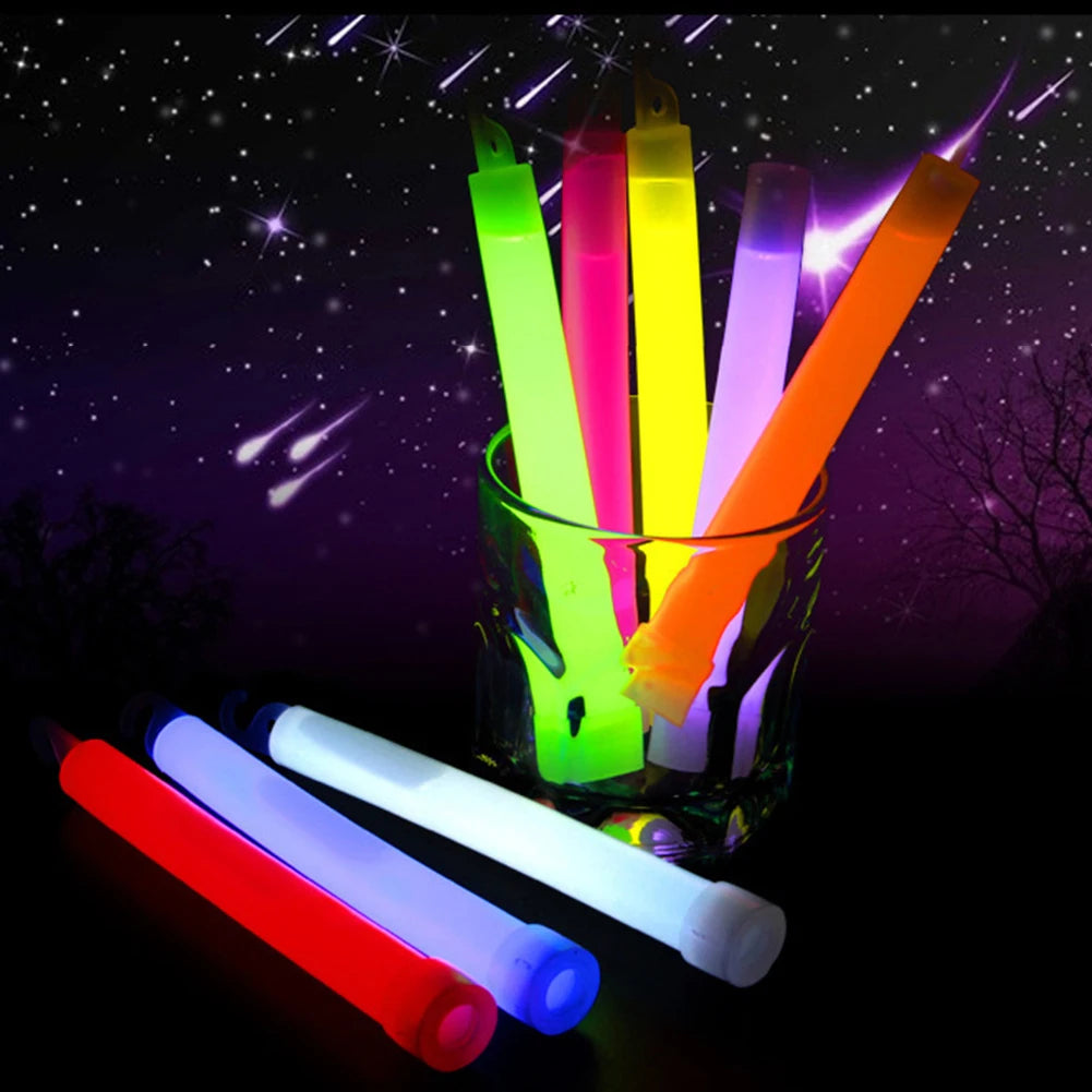 10pcs Camping Glow Sticks Waterproof 6 Inch Concert Party Light Stick with Hook  Hiking Camping Equipment