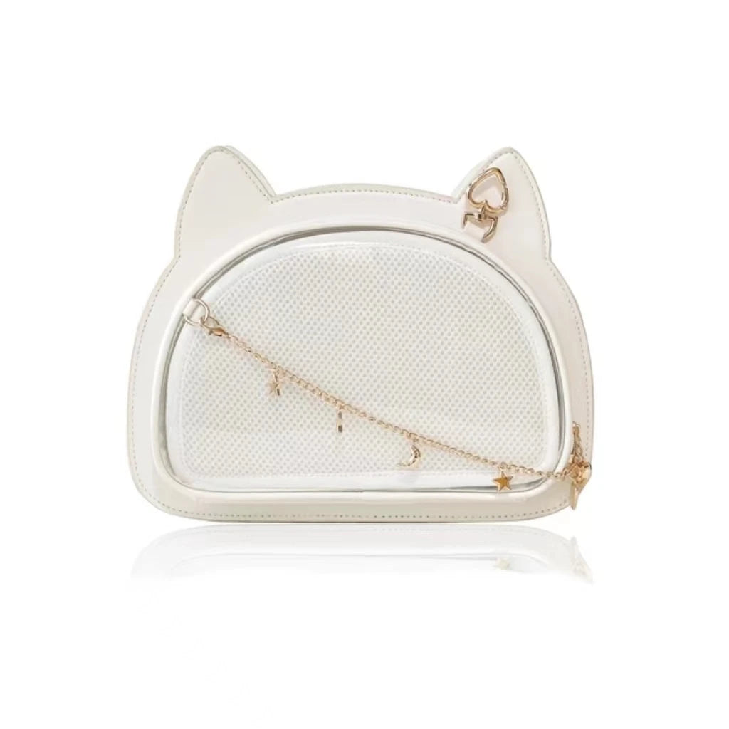 Y2K Cute Sweet Cat Ita Bag Japanese Lolita Transparent Crossbody Kawaii Party Shoulder Bag Badge Display Messenger Bag For Girls