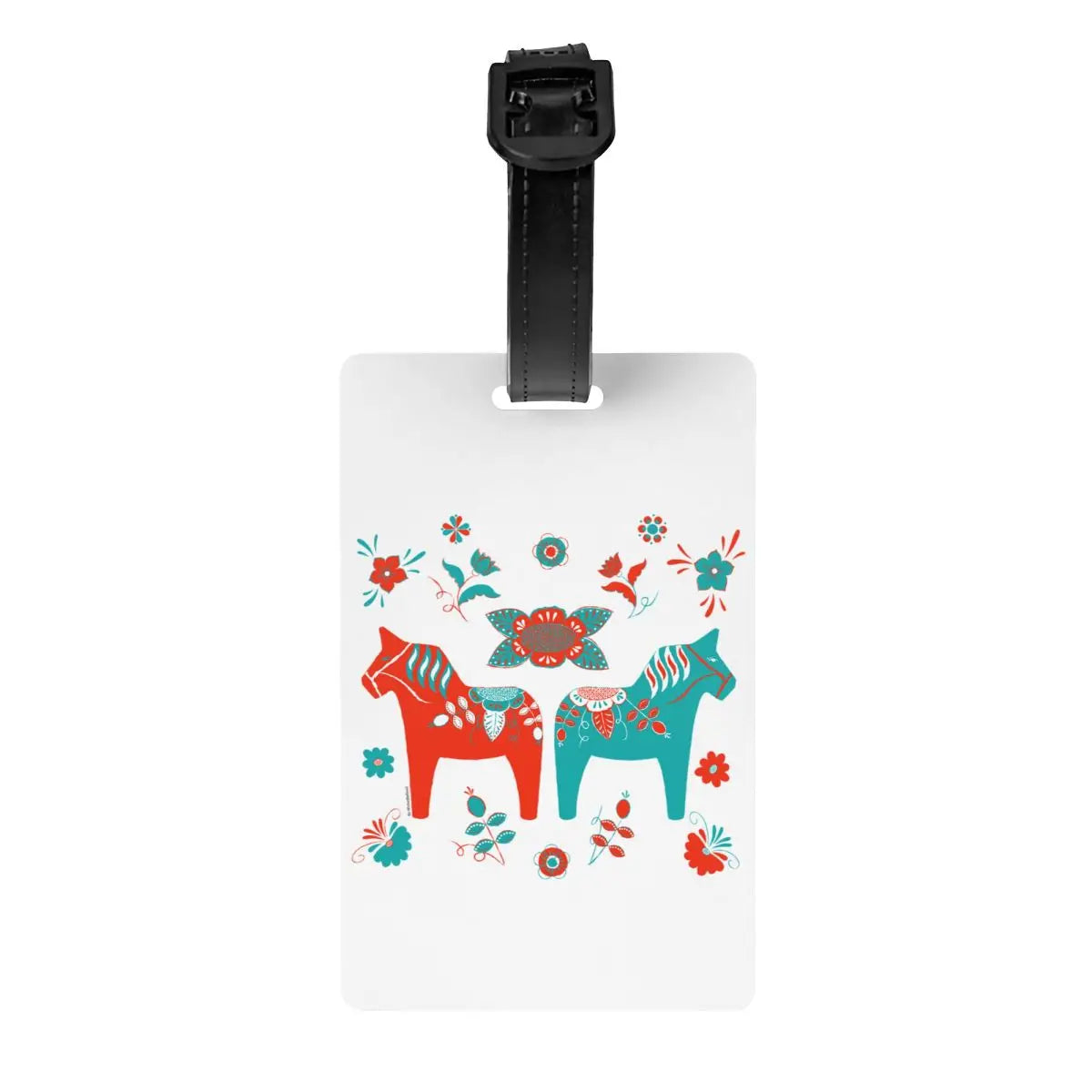 Custom Swedish Folk Cats Luggage Tag With Name Card Privacy Cover ID Label for Travel Bag Suitcase