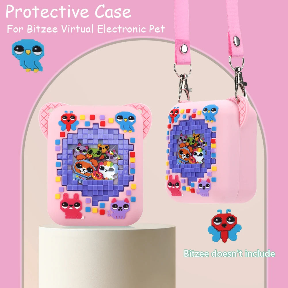 Silicone Carrying Case for Bitzee Interactive Toy Digital Pet Protective Cover with Lanyard Waterproof Shockproof Protective Cas