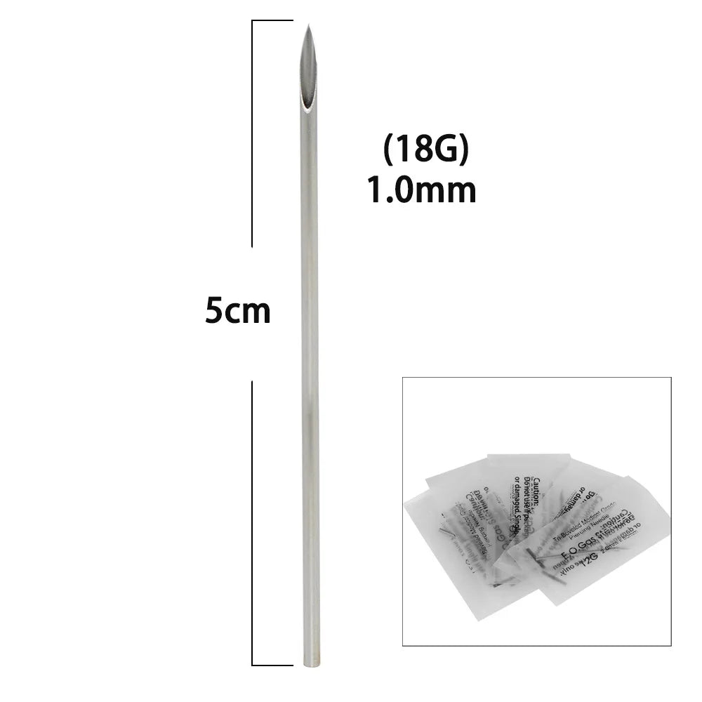 50PC Piercing Jewelry Accessories Sterile Puncture Needle Nose Stud Lip Nail Tool Disinfection Bag Containing Disposable Needle