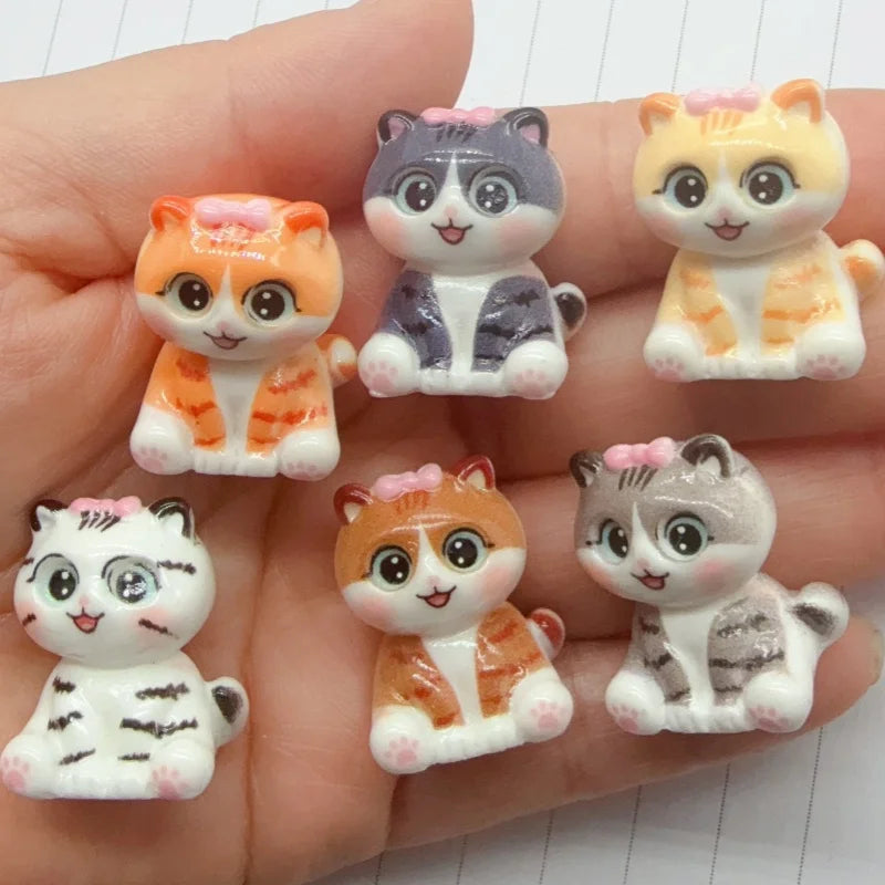 10pcs 3D Beach Kitten Cartoon Handmade DIY Accessories Cream Gel Resin Small Accessories Material Pack