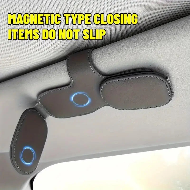 Multifunctional Car Sunglasses Holder Double Clip Bill Card Storage Box - Easy Access Vehicle Glasses Organizer