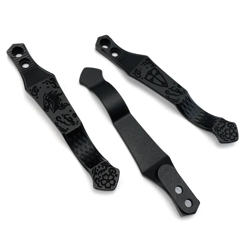 8 Types CNC Knife Titanium Pocket Clip With Screws for Rick Hinderer XM18 XM24 Knives Punisher Cross Horse Head  Claw Pattern