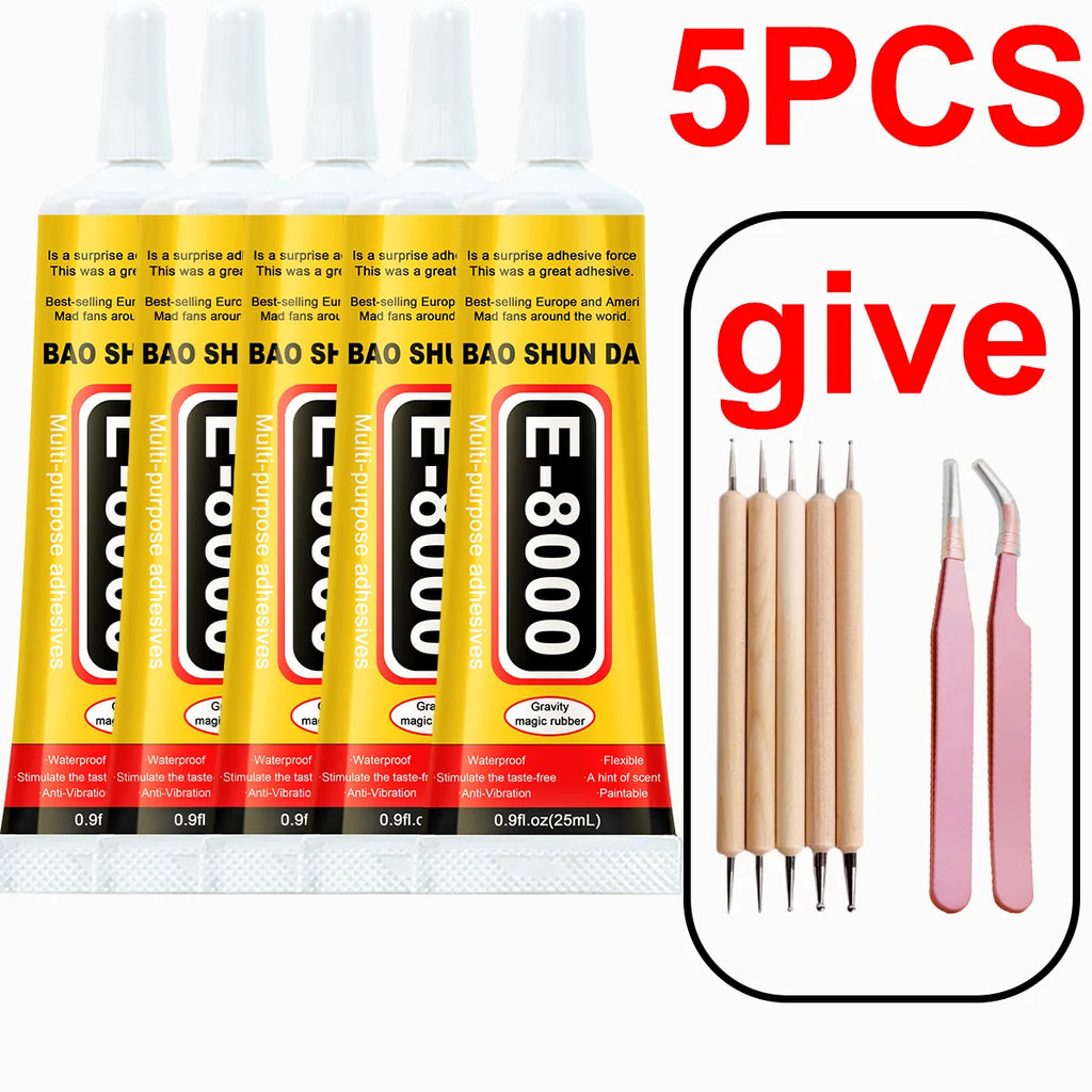E8000 Glue 15ml 25ml 50ml 110ml Strong Multipurpose Adhesive DIY Jewelry Mobile Screen Repair Waterproof Transparent Metal Glass Plastic