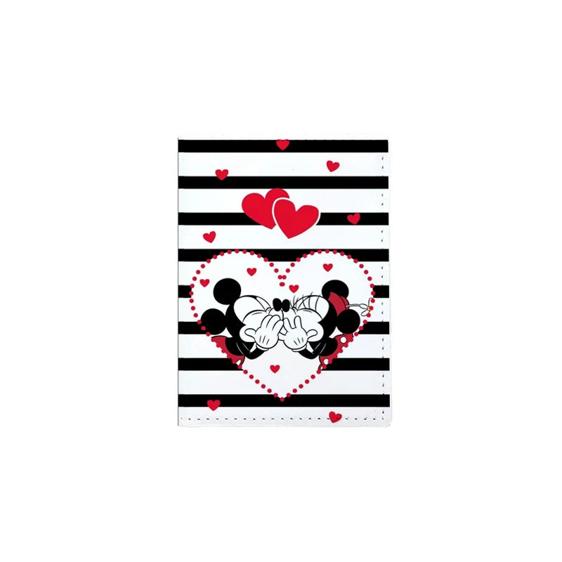Disney Mickey Minnie Women Girls Travel Accessories Passport Cover Holder PU Leather Unisex ID Bank Card Holders Wedding Gifts