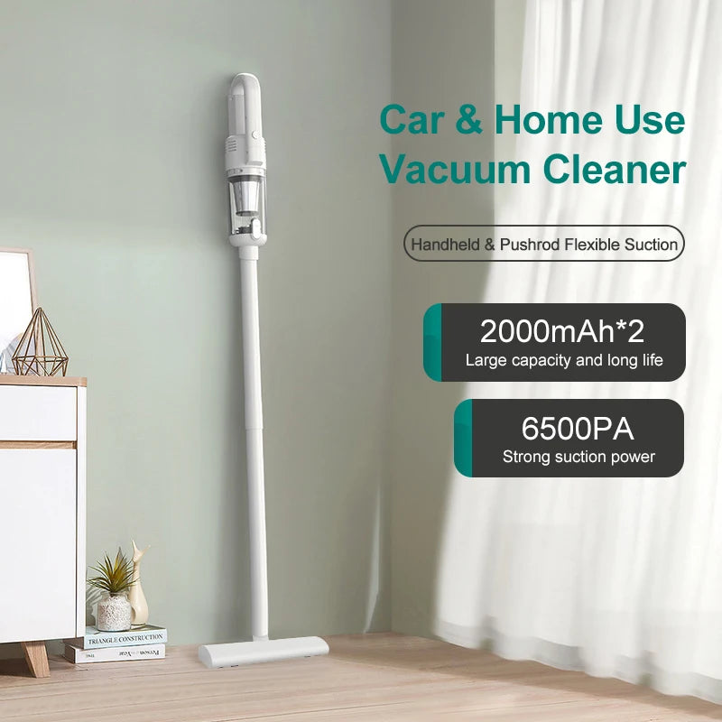 Multifunction Wireless Car Vacuum Cleaner 6500Pa Powerful  Cleaning Machine Metal Strainer Portable Handheld Home-appliance