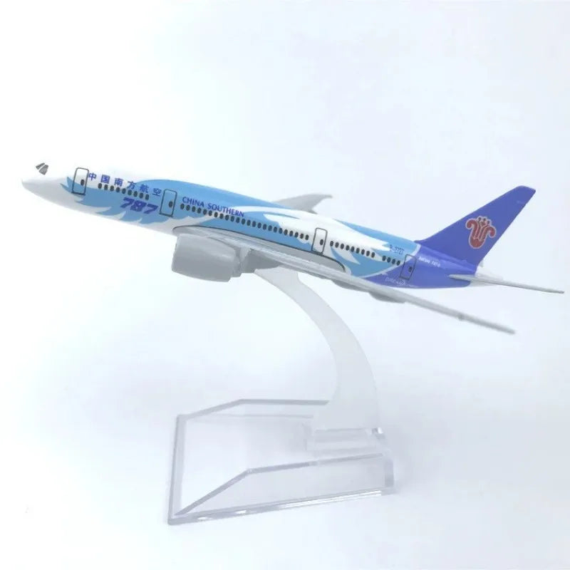 16cm Diecast Plane Model B787 Series Metal 1/400 Scale Airplane Toy Replica Miniature Aviation Collectible Aircraft For Display