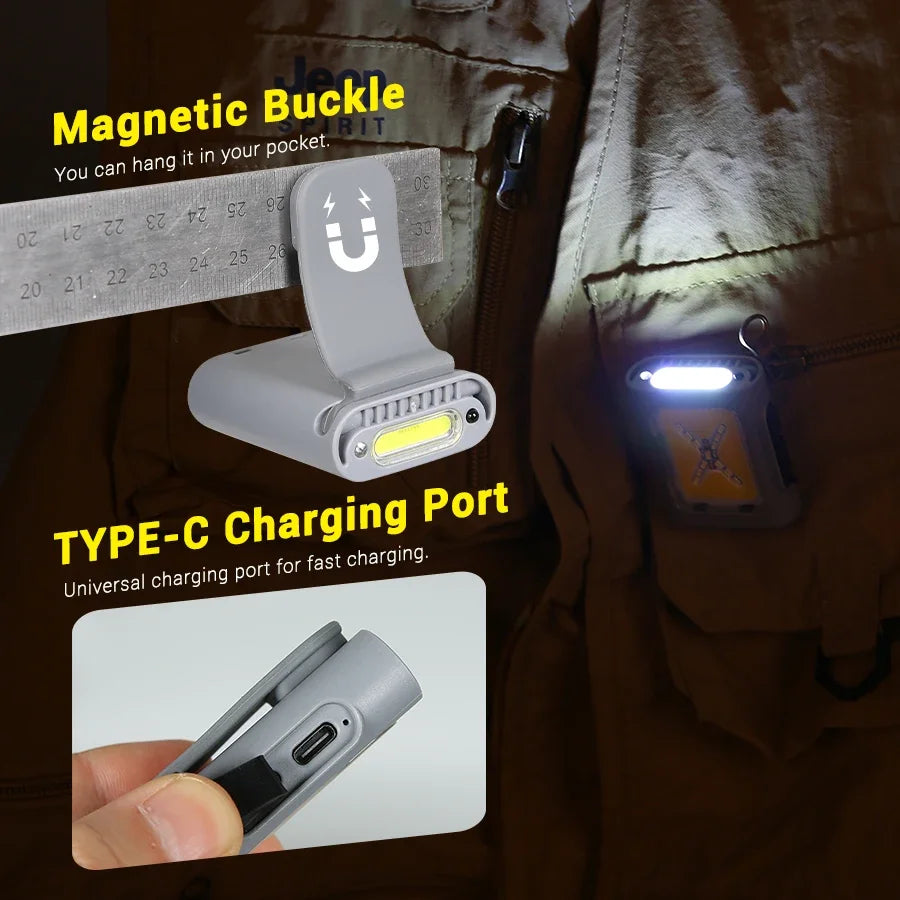 LED Safety Lights Run Light Outdoor Backpack Camping Silicone Clip Mode Walking Lamp for Night Portable Magnetic Emergency Light