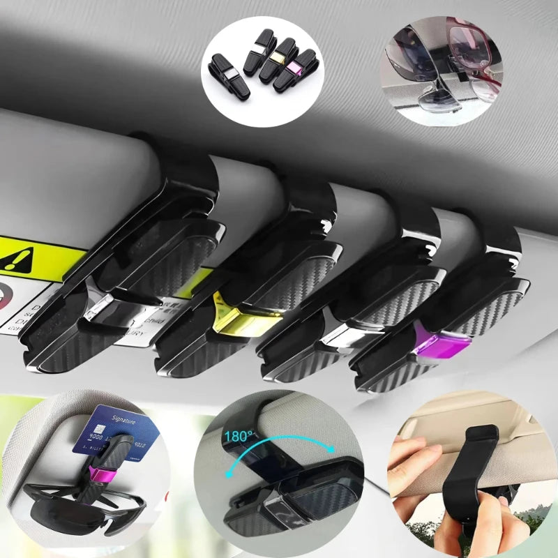 1/2PCS Multi-functional Car Sun Visor Sunglasses Holder, Glasses Clip Card Ticket Eyeglasses Storage Car Interior Accessories