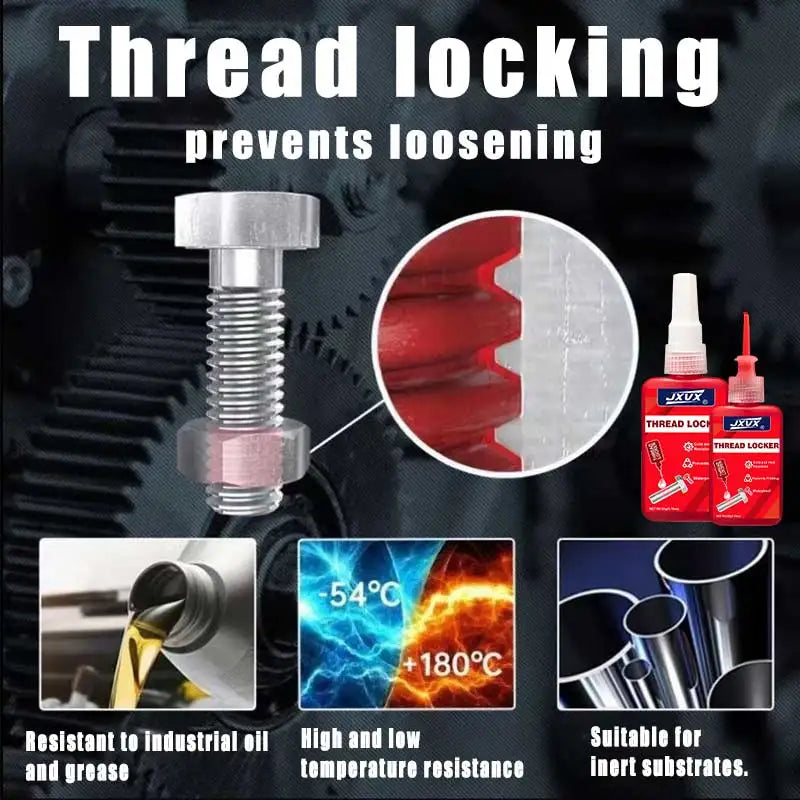 Jxvx 50ml 271 Red Metal Adhesive Thread Locking Agent Is Suitable for Nuts, Bolts and Fasteners to Prevent Loosening, Resistant to Oil and High Temperatures, Ideal for Nuts