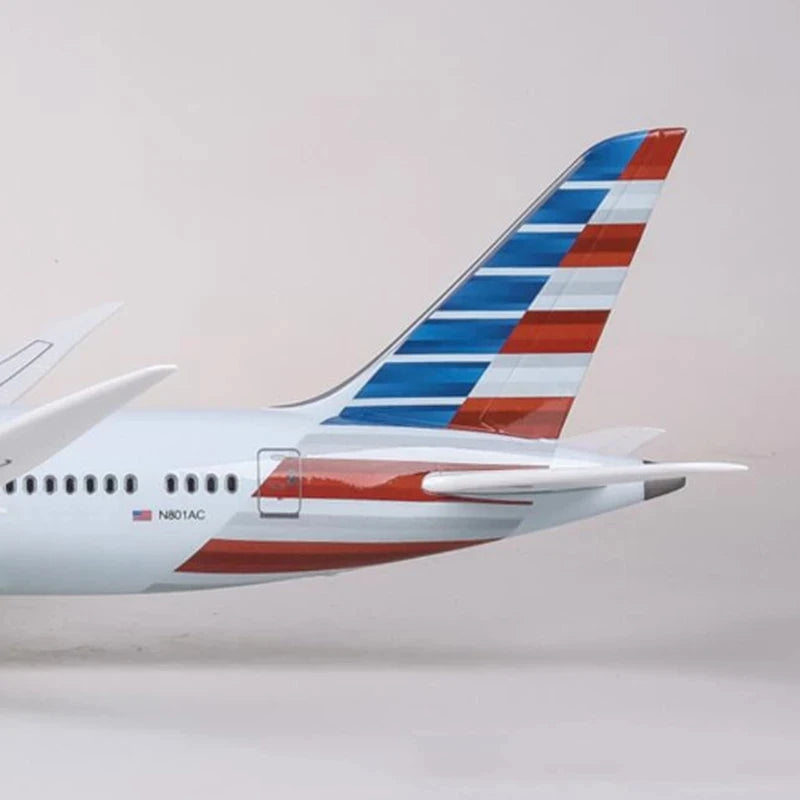 1:130 Scale Toy Plane Model B787 American Airways Resin Diecast Airplane With Light and Wheel for Colelction Display Toy Gift