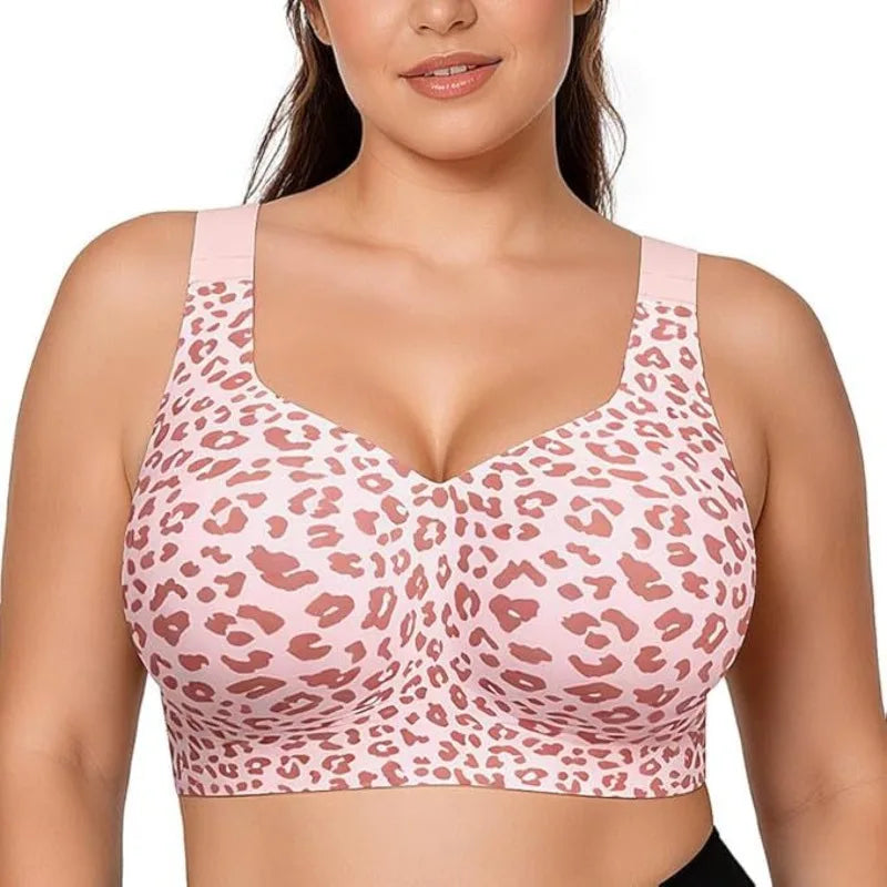 Leopard Jelly Bras No Underwire Push Up Wireless Bra Seamless Lift Bras Full Coverage Bralette Everyday Brassiere Plus Size