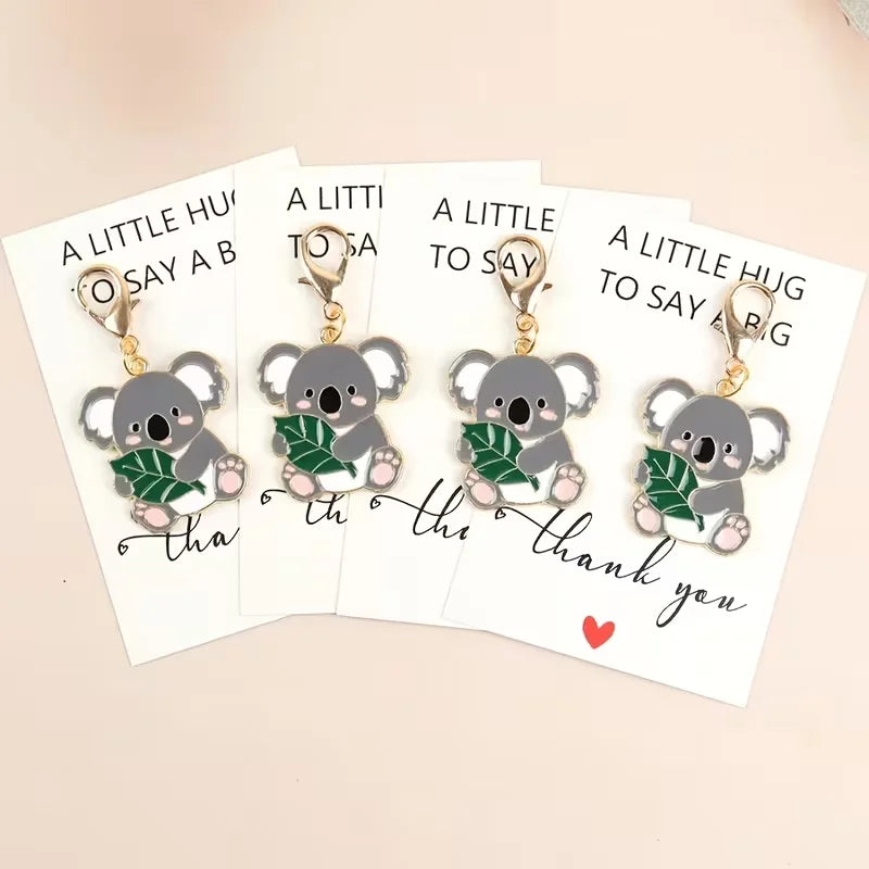8 Simple and Cute Koala Keychains, Perfect for Giving to Friends Who Love Animals, 2D Flat Keychains; Comes with a Thank You Card—Can Be Hung on a Backpack or Key, Unique and Able to Express a Special Message; Ideal for Eve
