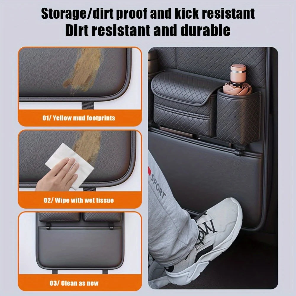 Black Faux Leather Car Seat Back Storage Bag Seat Organizer Backseat Organizers Storage of Automotive Seatback Toy Organization