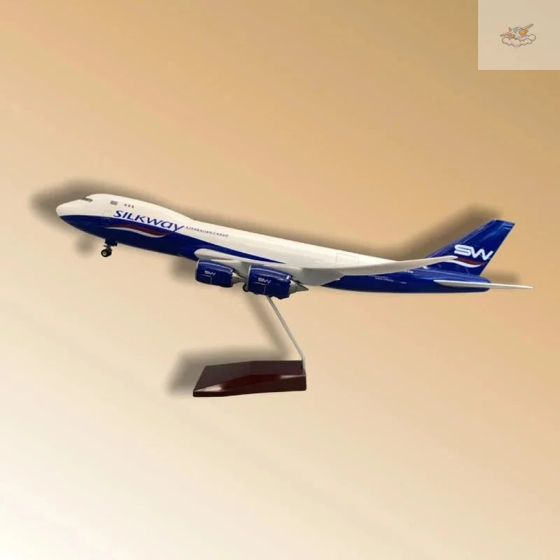 Hang Kun Azerbaijan Airlines Boeing 747 Freighter 1/85 Scale Die-Cast Resin Aircraft Model with Base Approx. 18.5 inches Long