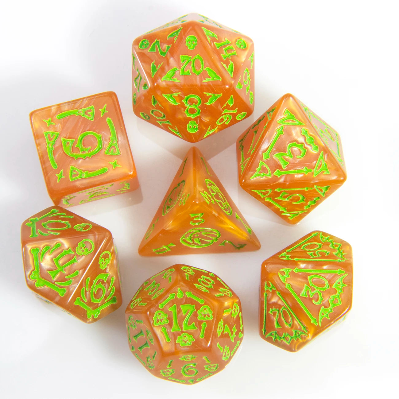 DND Dice Set 7pcs Halloween Pattern Polyhedral Dice Set for D&D RPGs Role Playing Table Games