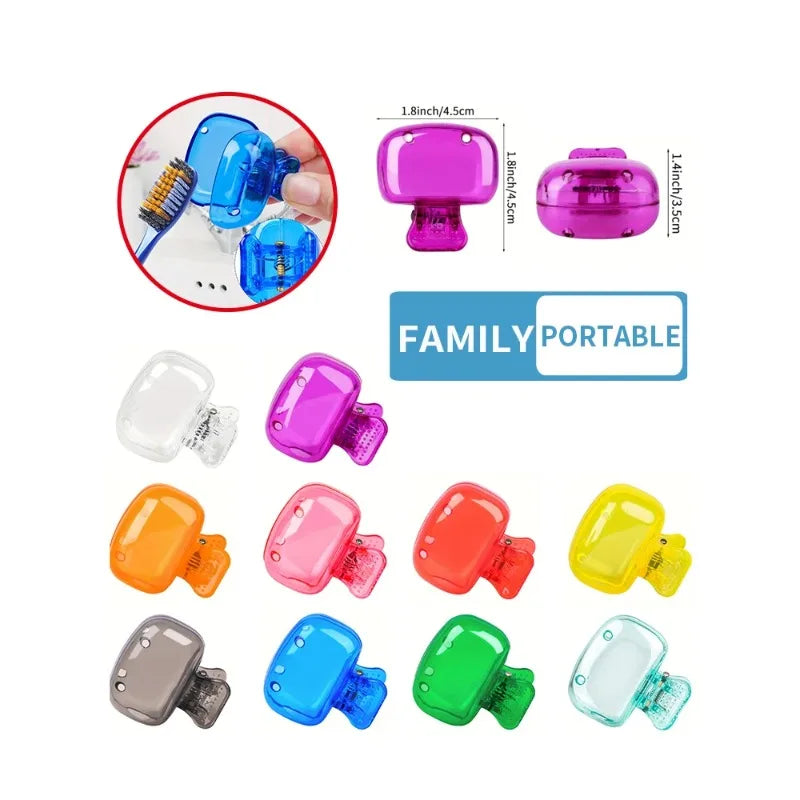 Portable 4 Count Durable Toothbrush Protective Cover Travel Essential Storage Clip Carry On Daily Hygiene Product travel