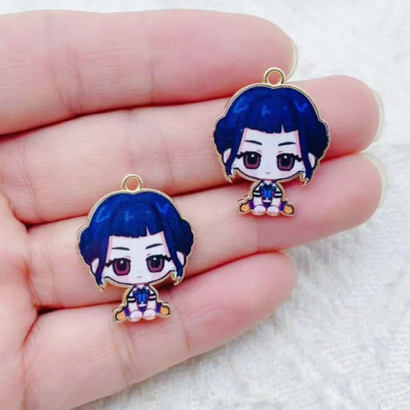 10pcs alloy printed cartoon pendant, DIY jewelry making earrings, keychain accessories