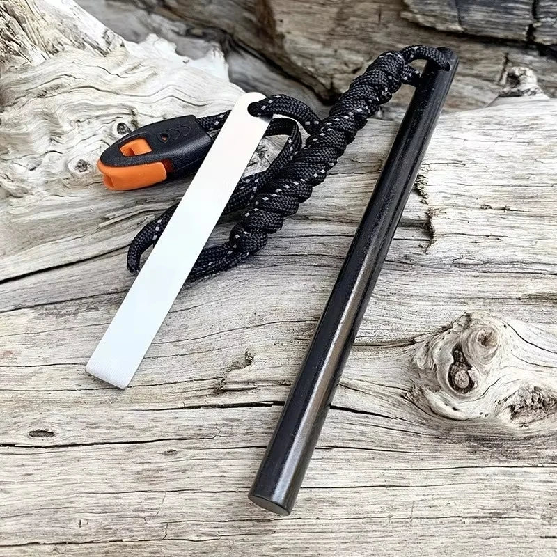 Rainproof Flint Magnesium Rod 10*150mm White Steel Scraper Whistle Camping Gnition Flint Rod EDC Survival Fire Starting Tool