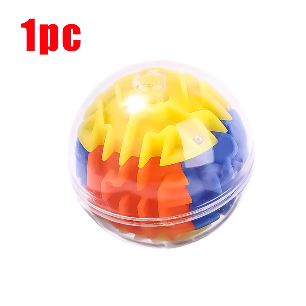 2pcs Kids Puzzle Educational Toys Transparent 3D Walking Bead Three-dimensional Maze Pinball Pressure Relief Mini Round Maze Toy