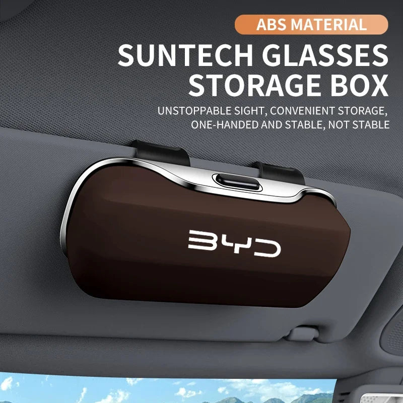 For BYD Atto 3 Tang F3 E6 Yuan Plus Song Max F0 Qin G3 I3 Han Auto Car Visor Sunglasses Glasses Case Glasses Holder Clip Box