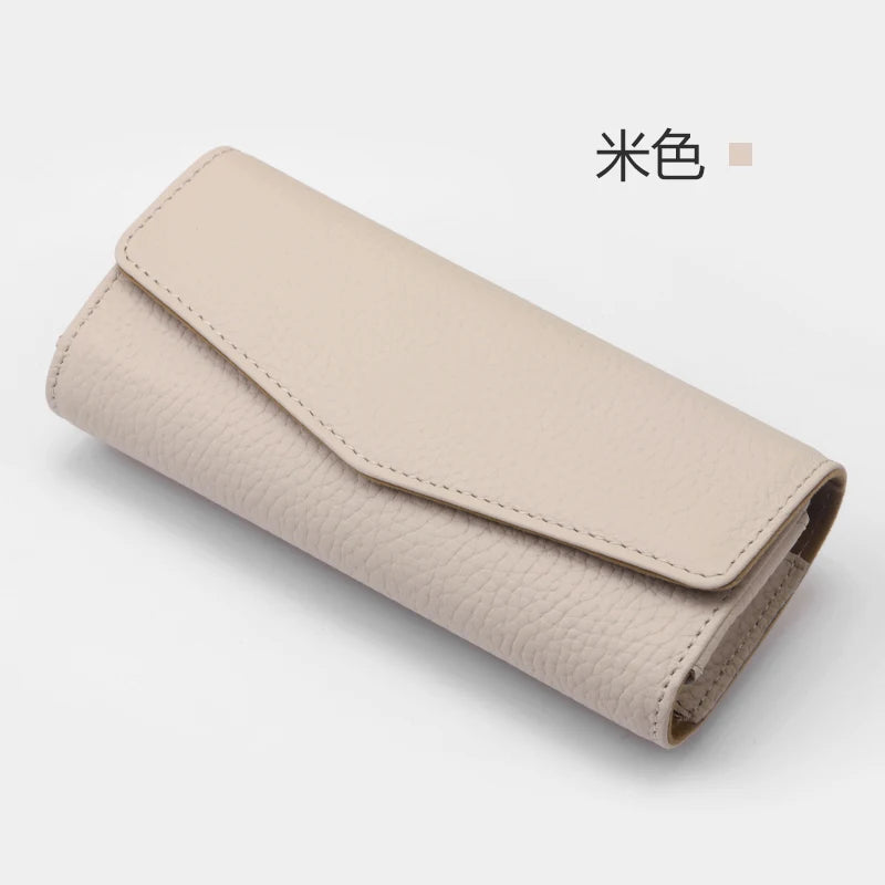 Car Sun Visor Sunglasses Case Hanger Fastener Top layer Cowhide Eyeglasses Holder Card Ticket Storage Box Accessories