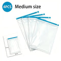Vacuum Compression Storage Bags Travel Space Saver Hand Roll No Pump Reusable, Waterproof Double Zipper Clothes Organizer 3Sizes