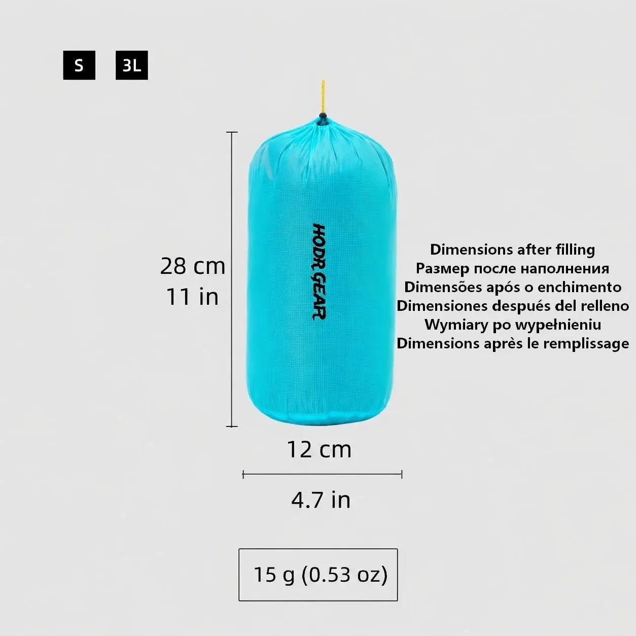 [HODR GEAR] Stuff Sack Ultra-SIL Ripstop Ultralight Water-Resistant Ditty Bags Drawstring for Traveling Hiking Backpacking