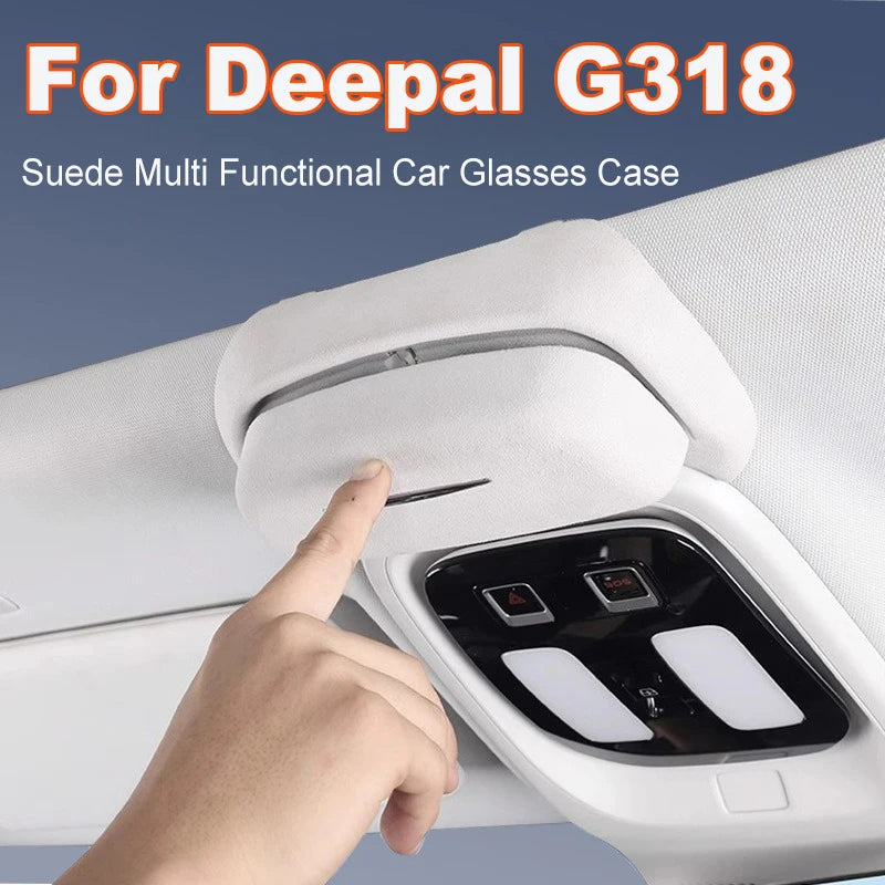 For Changan Deepal G318 Suede Car Glasses Case Roof Multi Functional Sunglasses Storage Box Protective Interior Accessory