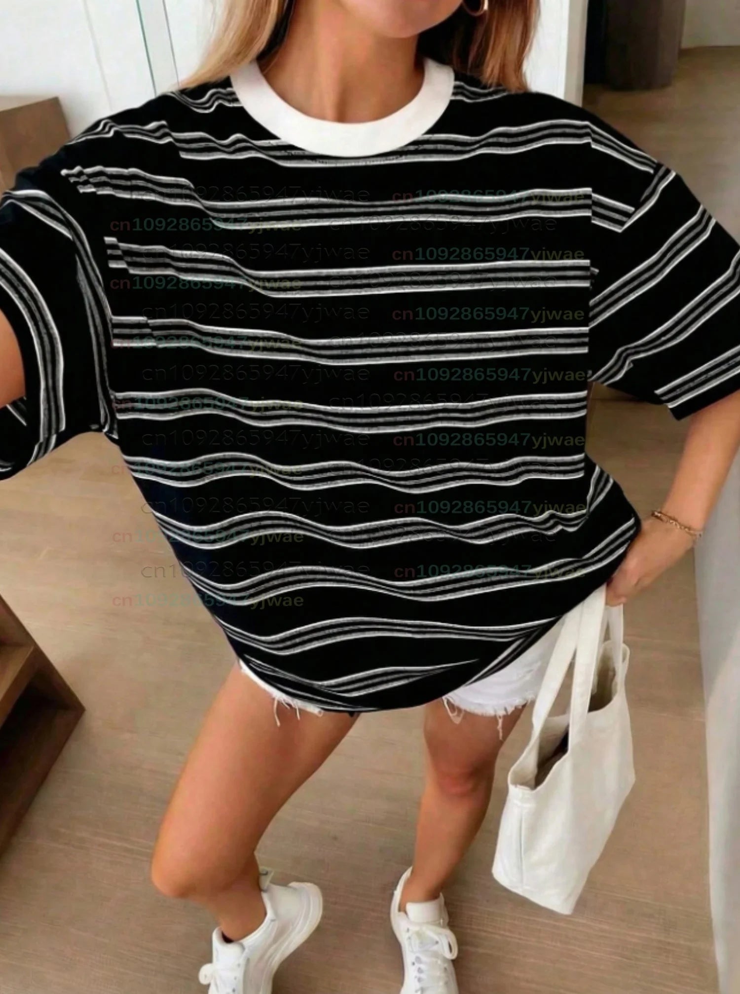 2026 Womens men plus size Short Sleeve stripe  Print T-Shirt Girl Round Neck Tee Outdoor Sports plus-size women's clothing