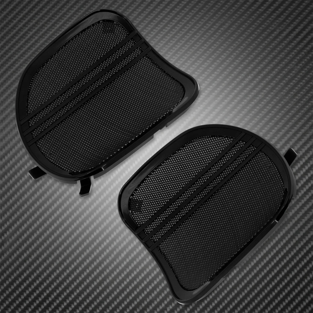 Motorcycle Black Chrome Tri-Line Speaker Grills Cover Trim Mesh For Harley Touring Road Glide FLTRX 2015-2025