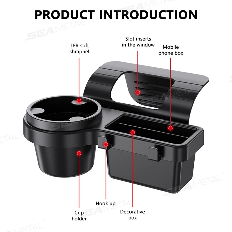 BLALION Car Cup Stand Phone Holder Mount Tray Side Door Window Storage Barrel Pocket Hanging Storage Rack Interior Accessories