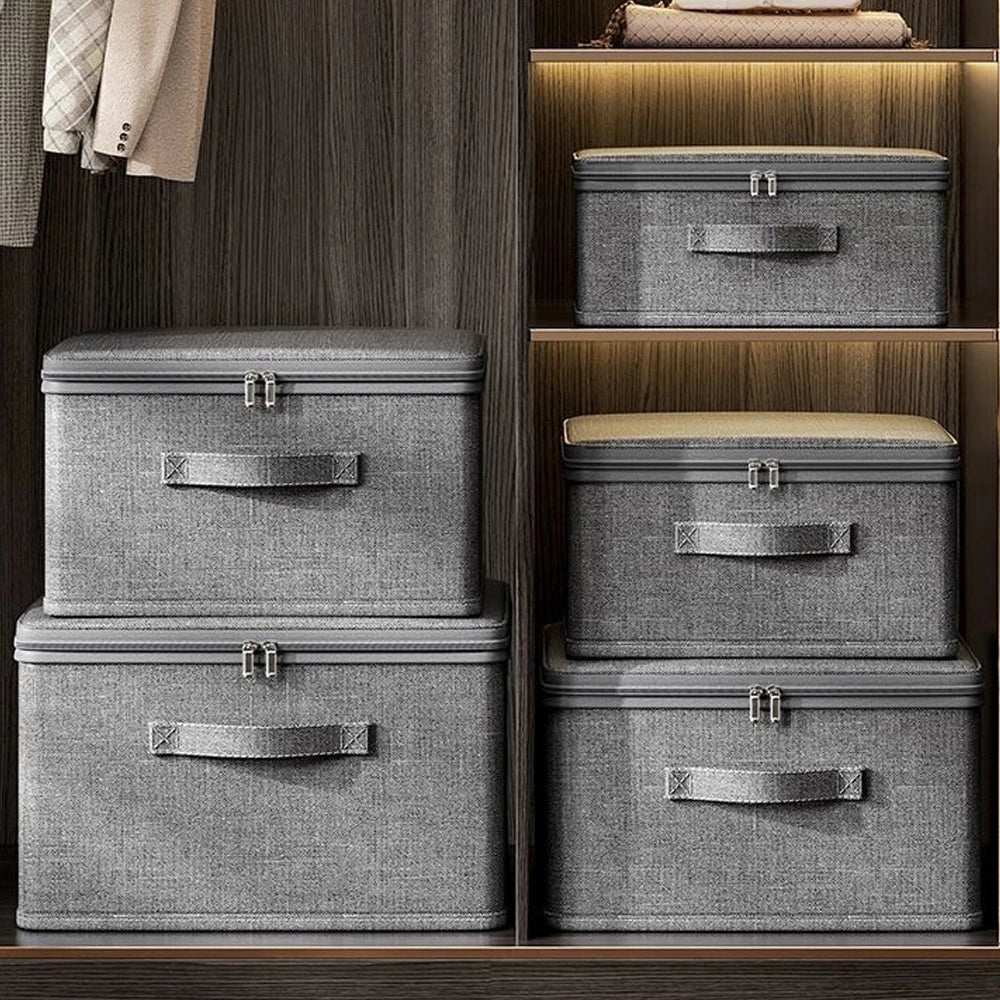 Foldable Storage Box with Lid & Zipper,Pants Jeans Storage Box,Large Capacity Drawer Organizer Box Clothes Organizer for Wardrob