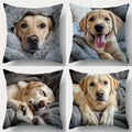 4-piece printed pillowcase set, Labrador theme pattern, relaxed vibe, perfect for dog lovers as home decor. Insert not included