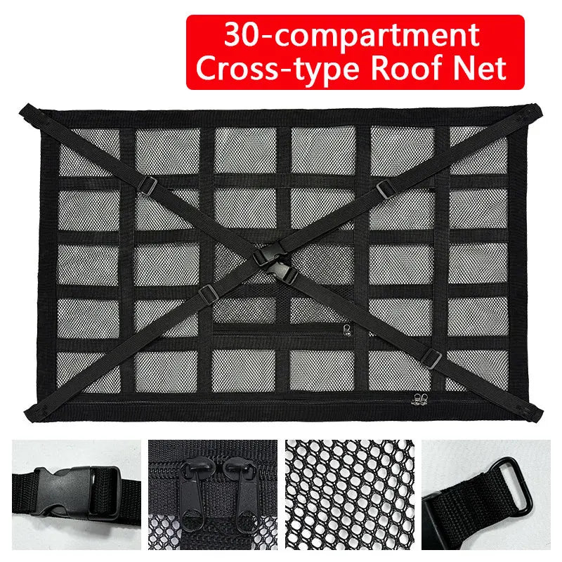Car Ceiling Cargo Net Strong Load-Bearing Mesh Car Roof Storage Organizer Car Ceiling Net Storage For SUV Long Trip Camping
