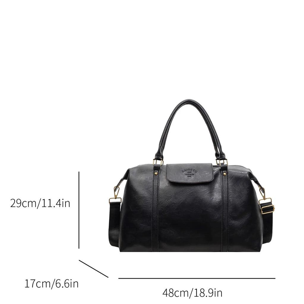 Large Capacity Retro Patent Leather Crossbody Bag Glossy PU with Zipper Adjustable Strap Shoulder Bag for Daily Commute