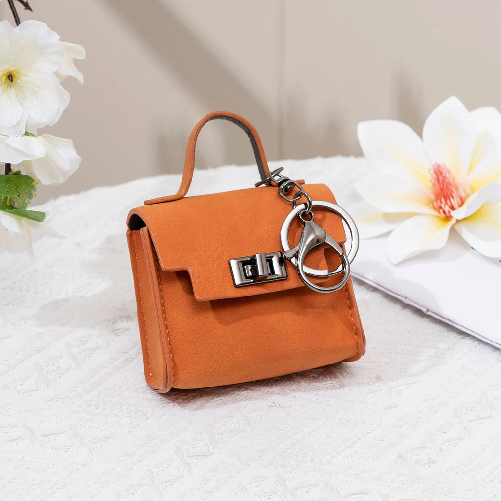 Vintage Suede Mini Handbag Charm Multi-use Airpod Storage Bag Ornament