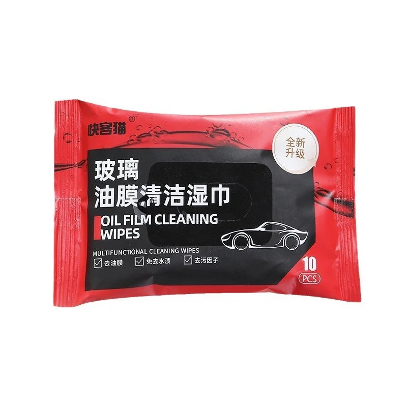 10Pcs Car Glass Oil Film Removal Wipes Car Window Glass Oil Film Remover Oil Film Cleaning Wipes Glass Windshield Cleaning Wipes
