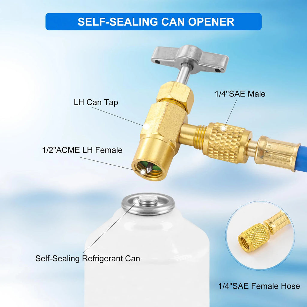 Recharge Kit R134A Recharge Measuring Hose Can Tap Gauge Refrigerant Charging Pipe Air conditioning pipes and connectors