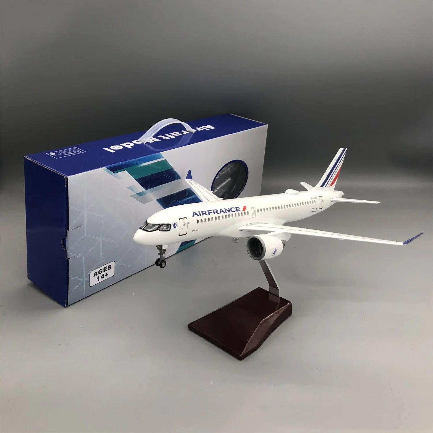 1/100 Scale airplane Model Air France a220-300 Resin collectible aircraft with Landing Gear Wheels Light(Touch or Sound Control)