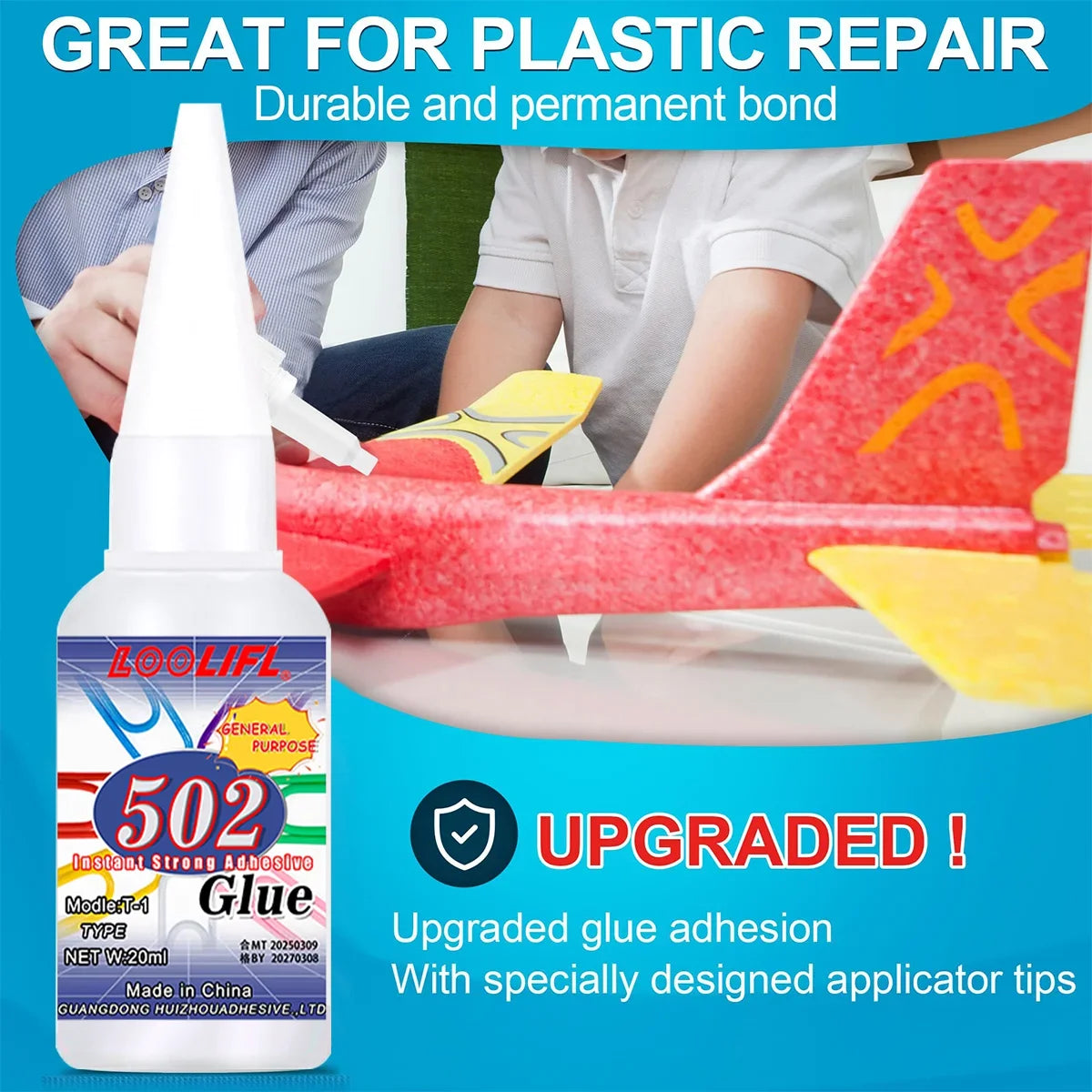 Loolifl, 502 Super Glue, Instant Adhesive, Cyanoacrylic Acid, Strong Repair for Plastics, Wood, and Furniture (with Glue Opener)