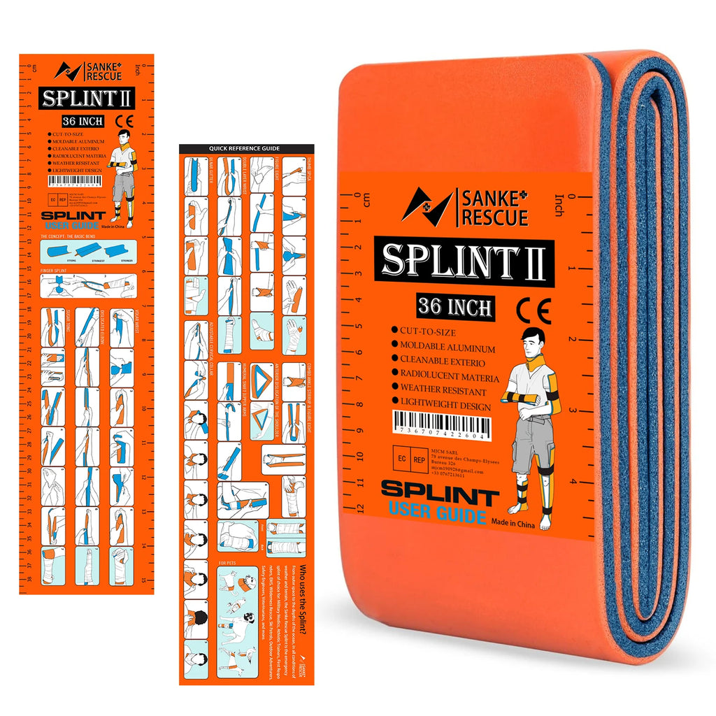 SANKE RESCUE First Aid Splint Green-Gray Orange-Blue Keep Bones in Position For Camping Hiking Fixture Bone Emergency Kit
