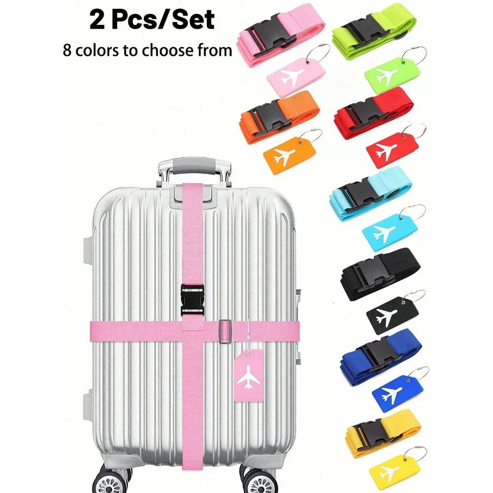 Luggage Strap Set with Luggage Tag Multiple Colors of Luggage Straps Suitable for Various Types of Luggage Suitable for Travel