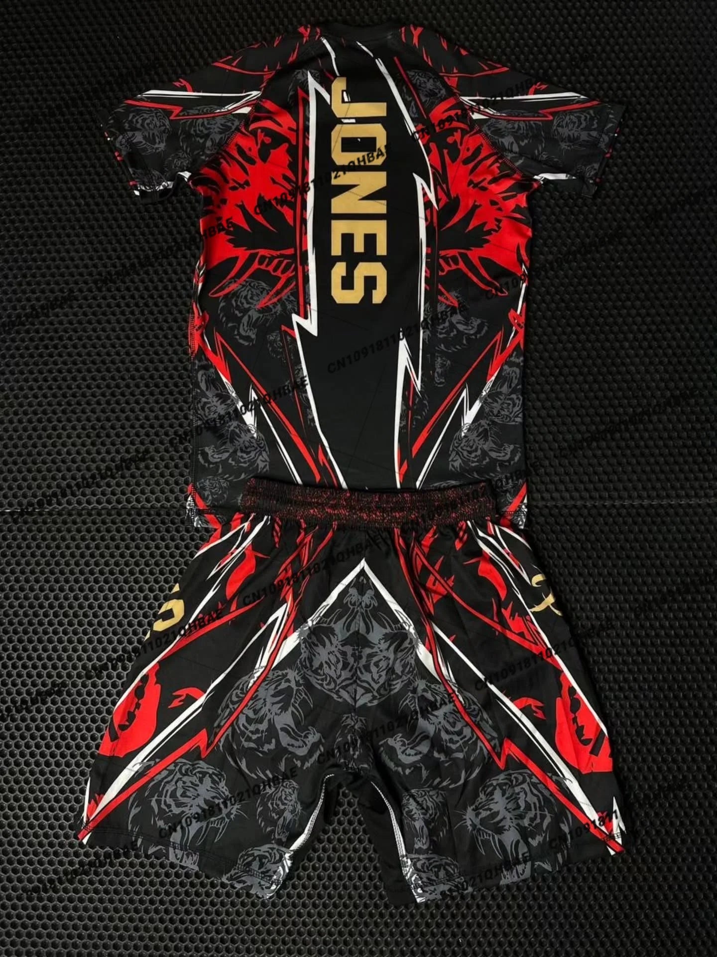 Summer Top Boxer MMA Octagonal Cage Jon Jones Tshirt Shorts Set Men Sports Training Running Set Speed drying Fighting Set