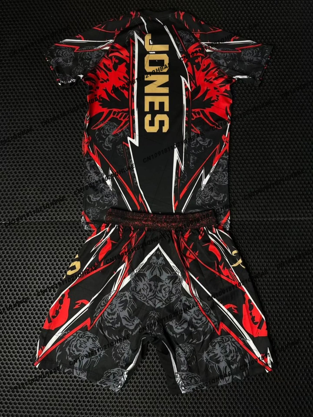 Summer Top Boxer MMA Octagonal Cage Jon Jones Tshirt Shorts Set Men Sports Training Running Set Speed drying Fighting Set