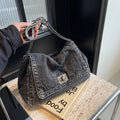 Retro Casual Denim Women's Bag New Senior Chain Shoulder Bag Large Capacity Commuter Tote Bag