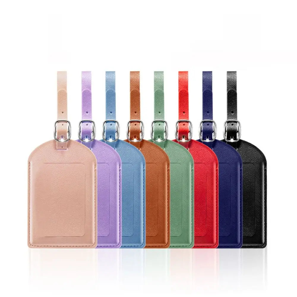 High Quality PU Leather Luggage Tags Anti Loss Creative Baggage Boarding Bag Tag Durable Suitcase Address Label Men