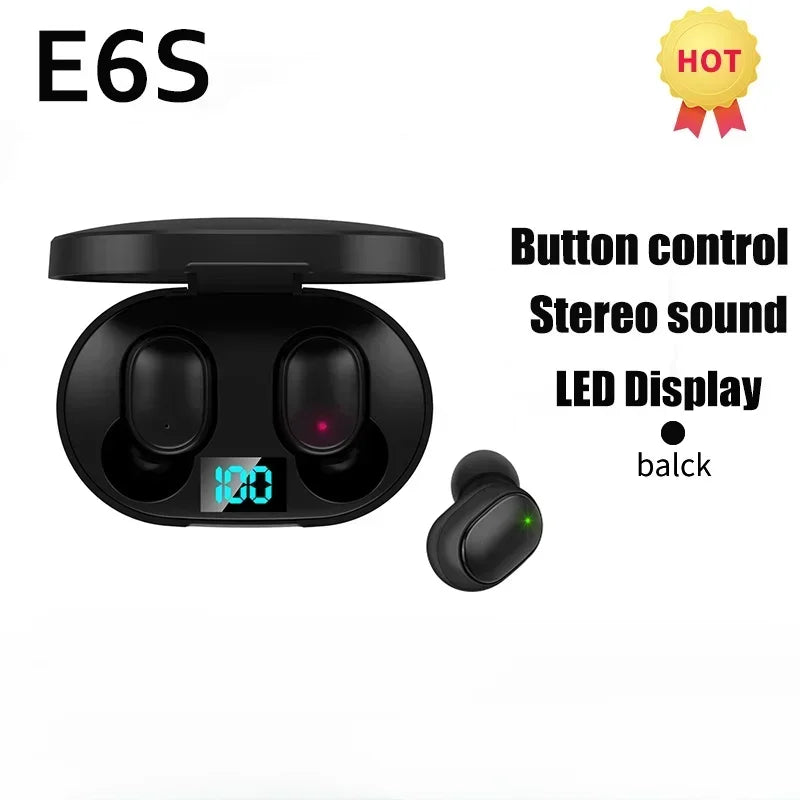 TWS E6S Bluetooth Earphones Wireless Bluetooth Headset Noise Cancelling Headsets With Microphone Headphones For Xiaomi Redmi